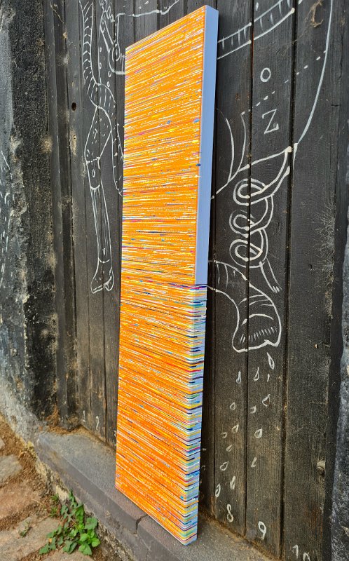 Coloured lines 7 2025, 90x25,  Acryl-Lack auf Holz, € 750